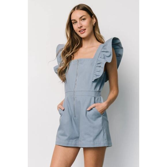 Baltic Born Montgomery Dusty Blue Denim Romper - Picture 3 of 12